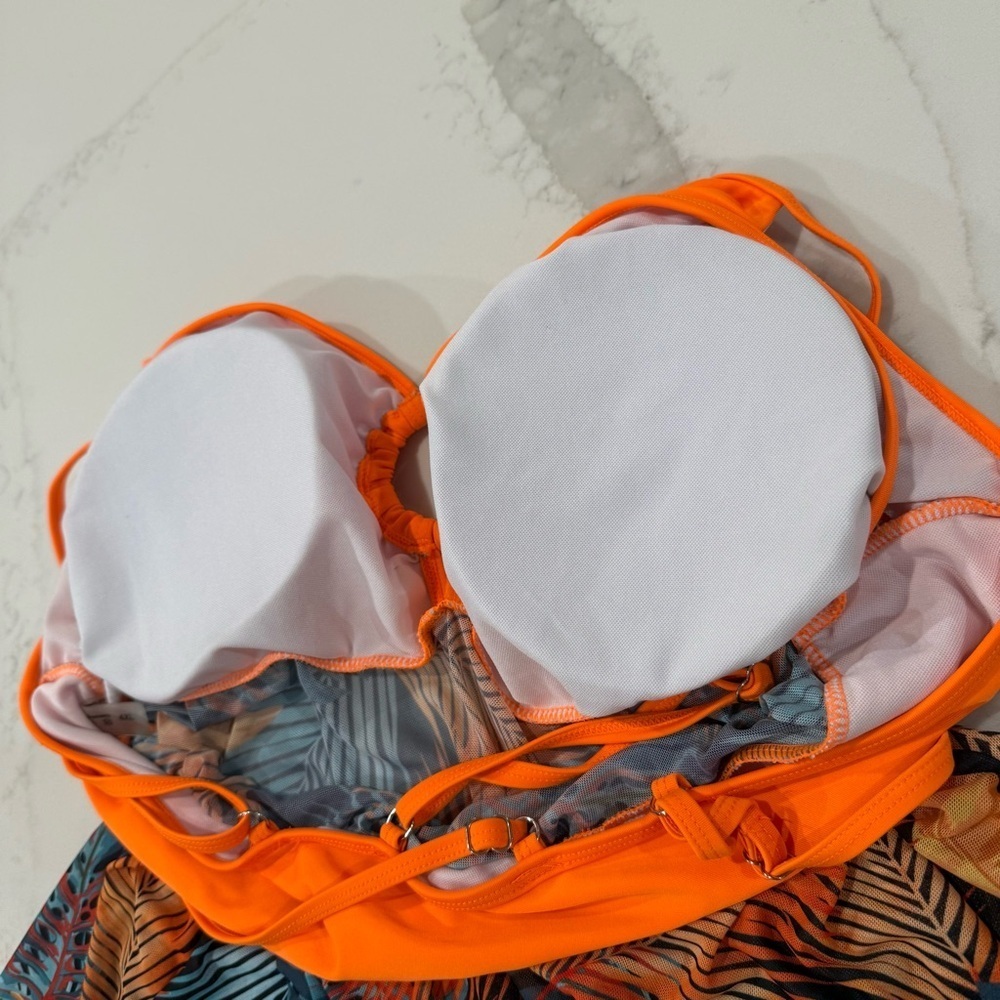 SHEIN Swim Curve Tropical Strappy Tankini & Shorts Bathing Suit Set Women’s 4XL - Picture 7 of 11